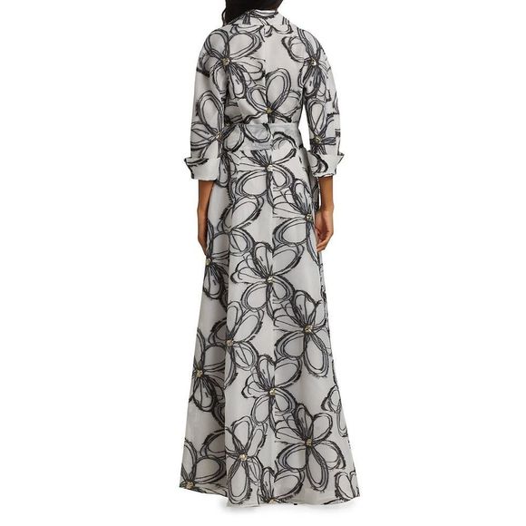 Teri Jon by Rickie Freeman
Abstract-Print Embellished Organza Tie-Waist Gown - Picture 4 of 10